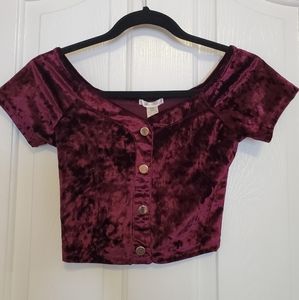 Cropped Maroon Velvet top